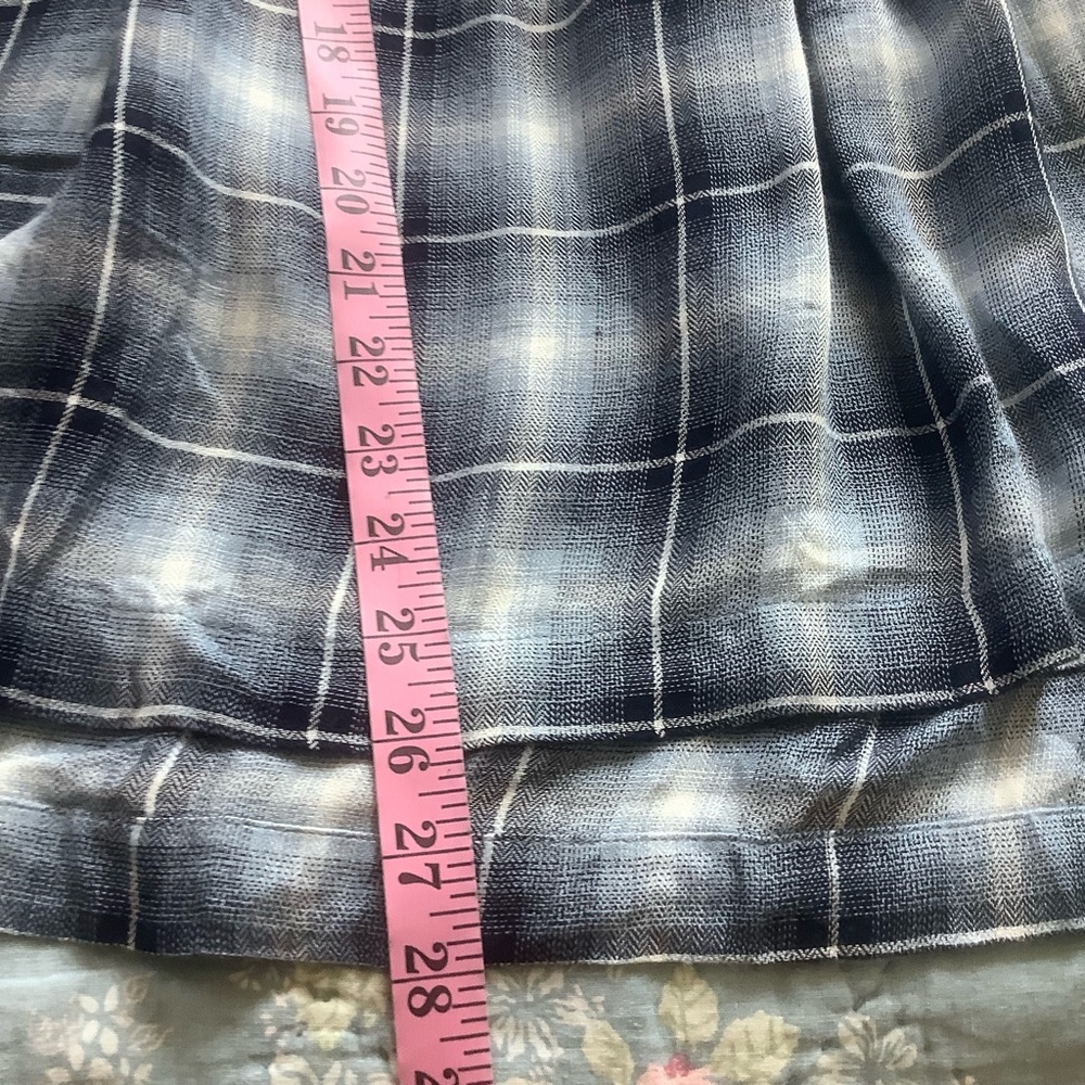 NWT Sans Souchi Womens Off The Shoulder Blue Plaid Long Sleeve Blouse Size M - Picture 5 of 8